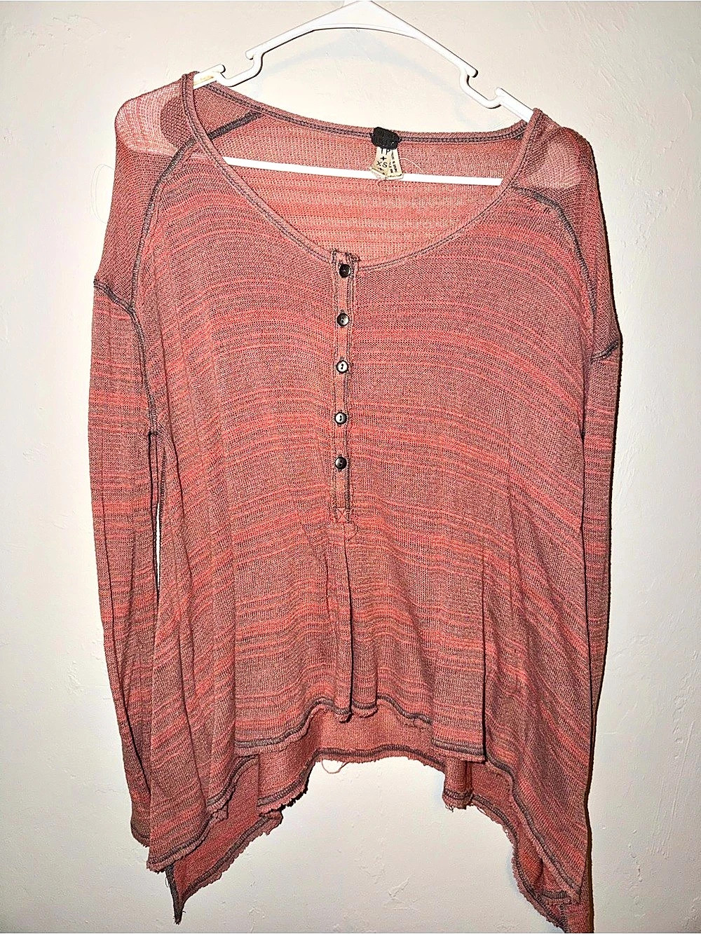 Free People We The Free Thermal Henley Top Red XS